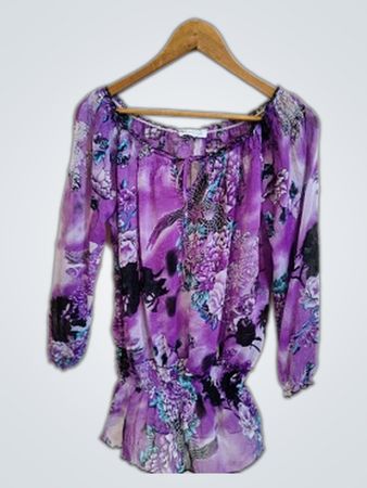 Sorbet Purple Floral Off-Shoulder Blouse
