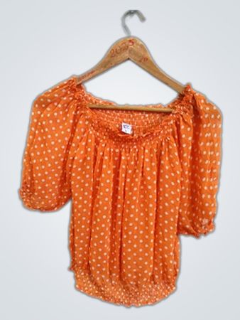 Supreme Orange Polka Dot Blouse