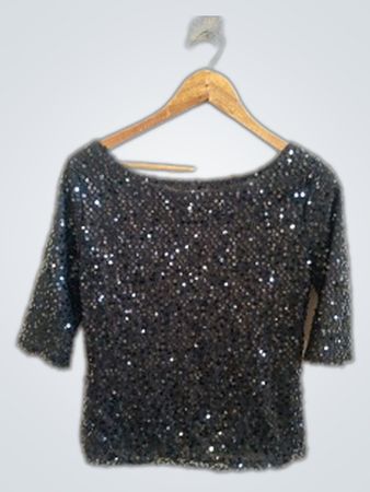 Black Sequined Off-Shoulder Top