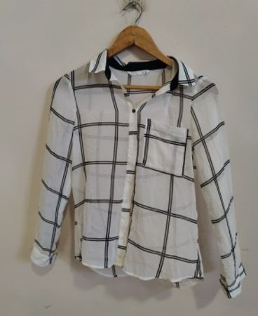 White and Black Plaid Shirt