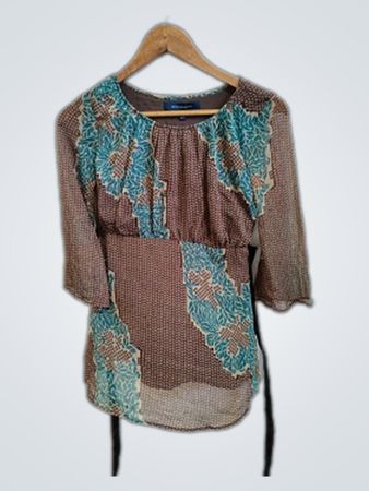 Annabelle Brown and Blue Floral Blouse