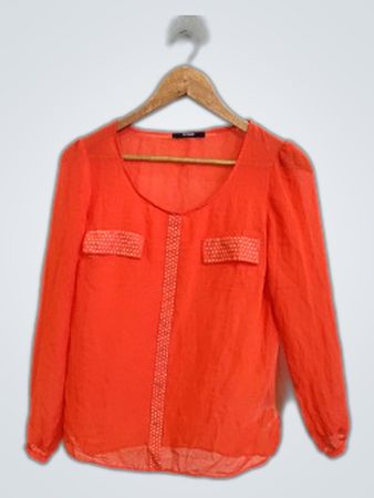 George Orange Long-Sleeve Blouse