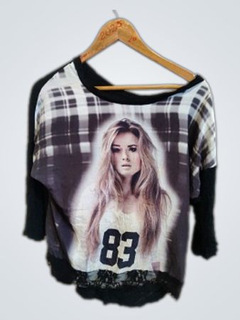 Graphic T-Shirt with Image of Woman