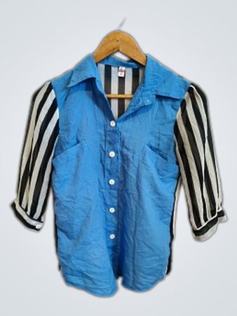 Blue and Black Striped Shirt