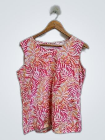 Pink Floral Sleeveless Top