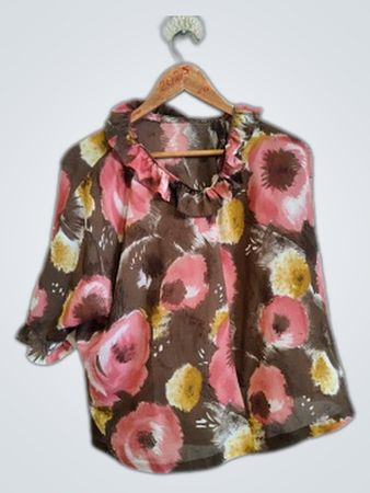 Brown Floral Blouse