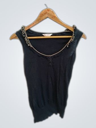 Black Top with Chain Detail