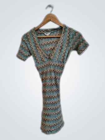 Blue and Brown Zigzag Dress