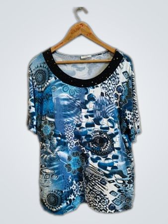 Canda Blue Printed T-Shirt