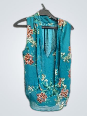 Blue Floral Sleeveless Top