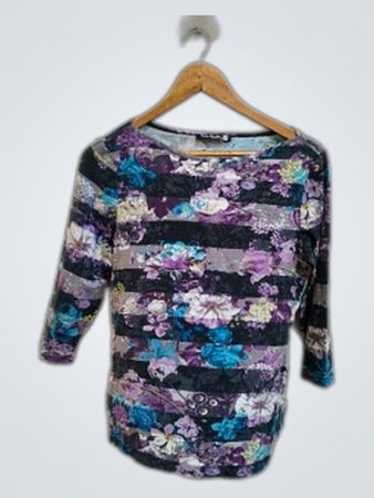 Betty Barclay Floral Striped Boatneck Blouse