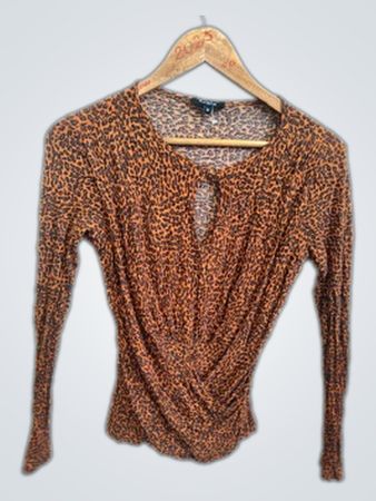 Axara Leopard Print Long Sleeve Top