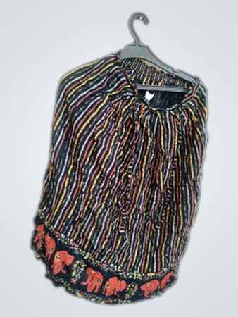 Striped Sleeveless Top with Elephant Design