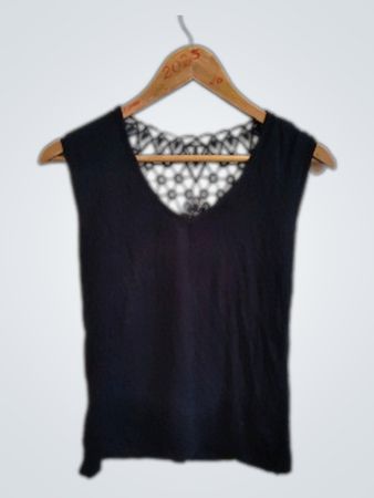 Black Lace Back Tank Top