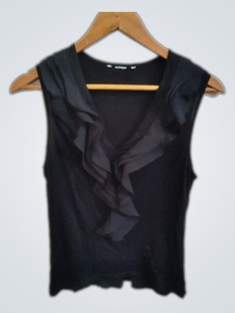 Zara Black Ruffled Sleeveless Top