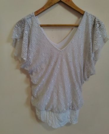 White Lace V-Neck Blouse