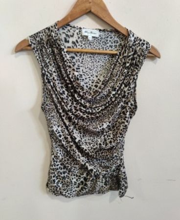 Blanc Nature Leopard Print Draped Blouse