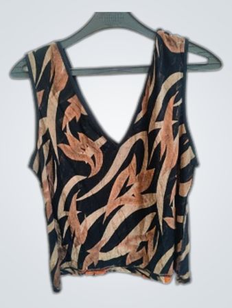 Blouse with Brown and Black Pattern