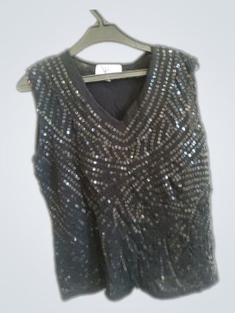 Affinités Black Sequined Sleeveless Top