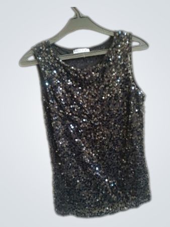 Marie Lund Copenhagen Black Sequined Tank Top