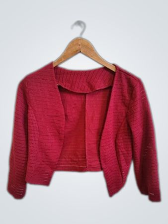 Red Knit Cropped Cardigan
