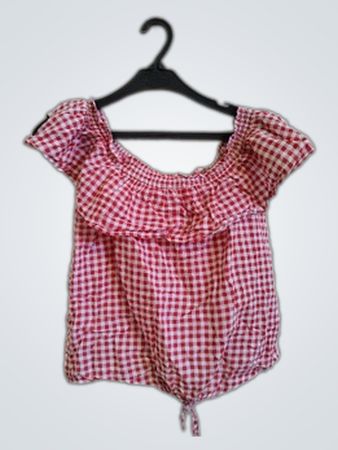 Kiabi Red and White Gingham Blouse