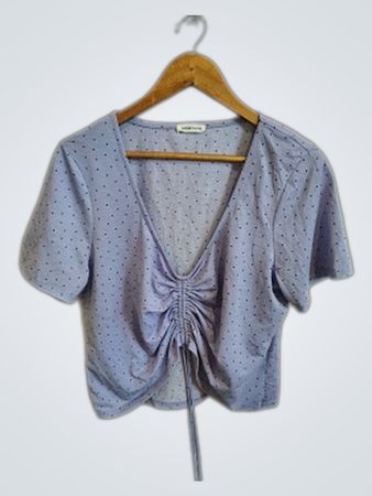 Cache Light Blue Polka Dot Smocked Blouse