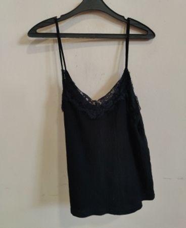 Black Tank Top with Lace Trim