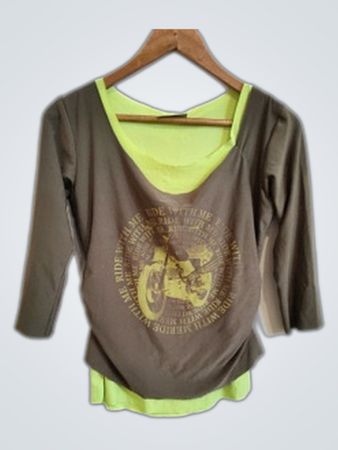 CQFP Gray and Neon Green 3/4 Sleeve Shirt