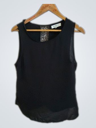 Black Lace Trim Tank Top