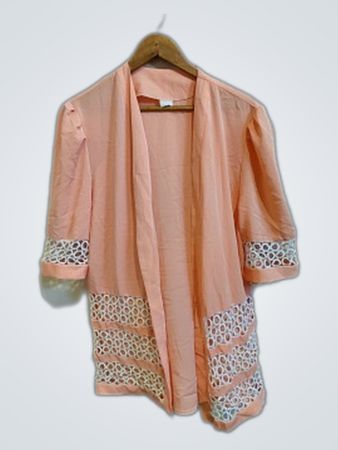 Peach Kimono with Crochet Details