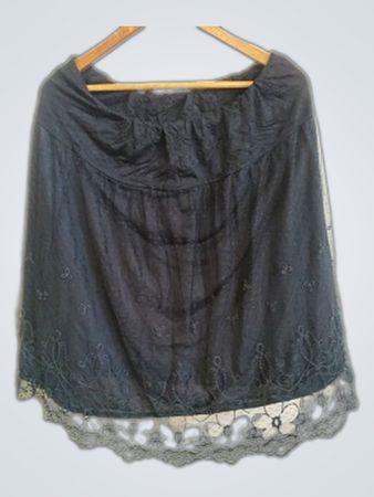Black Skirt with Lace Trim