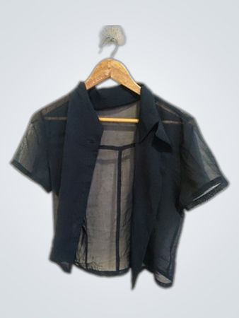 Sheer Black Short Sleeve Shirt