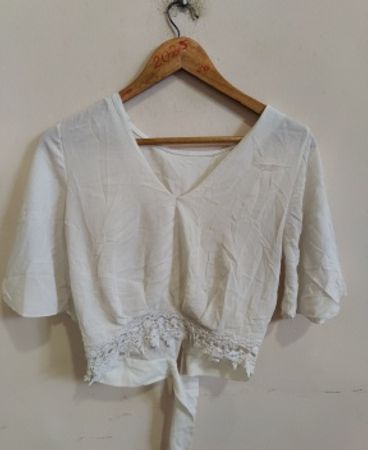 White Blouse with Lace Trim