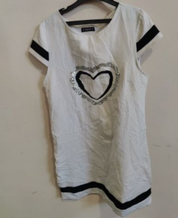 White Short-Sleeve T-Shirt with Heart Design