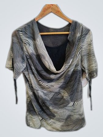 Gray and White Patterned Top