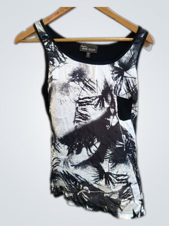 Anna Scott Black and White Tropical Print Tank Top