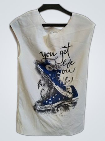 White Graphic Sleeveless Top