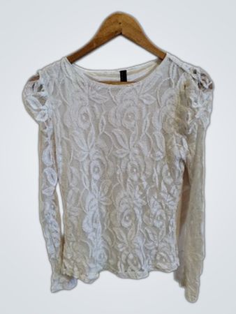 Vero Moda White Lace Long Sleeve Top