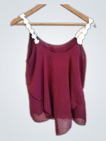 Maroon Blouse with Floral Straps