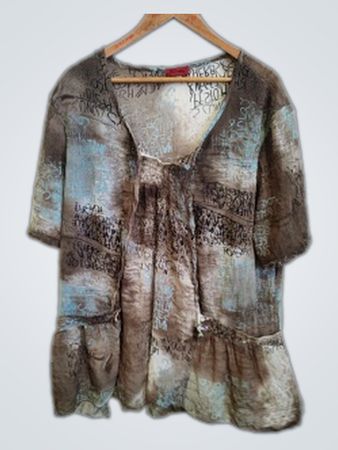 Brown and Blue Printed Top