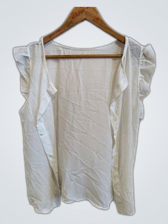 White Ruffled Sleeve Top