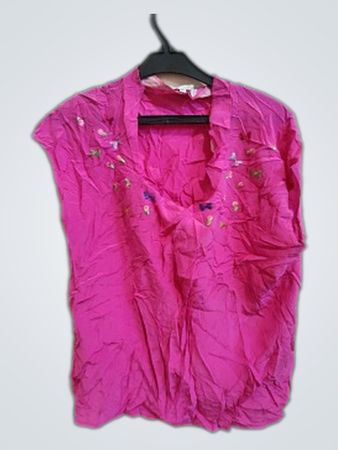Pink Embroidered Silk Blouse