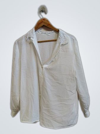 White Lace Trim Shirt