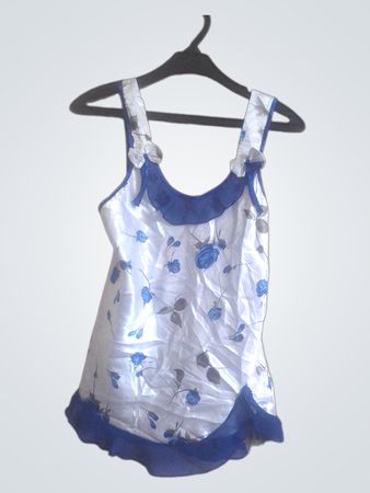 INO White and Blue Floral Nightgown