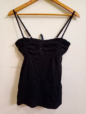 1982 Black Ruched Button-Front Camisole