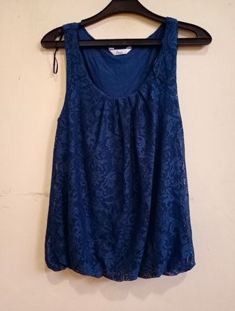 Miss Etam Blue Lace Tank Top