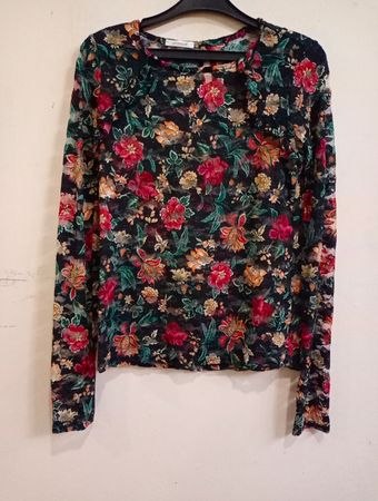 Promod Floral Print Sheer Long-Sleeve Top