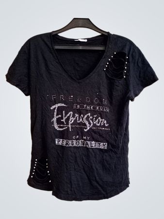 LON WOMAN Made in Turkey Schwarzes T-Shirt