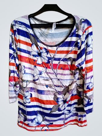 DOLCE VITA Gestreiftes Blütenmuster-Top